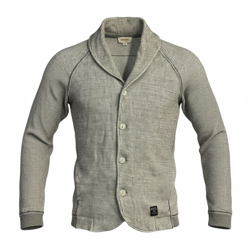 🧵 Diesel Shawl Collar Waffle Knit Jacket – Size M – Button Front‎